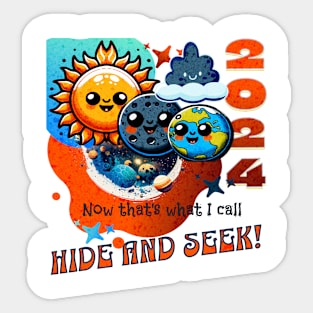 Cute Kids Solar Eclipse Hide and Seek Sticker